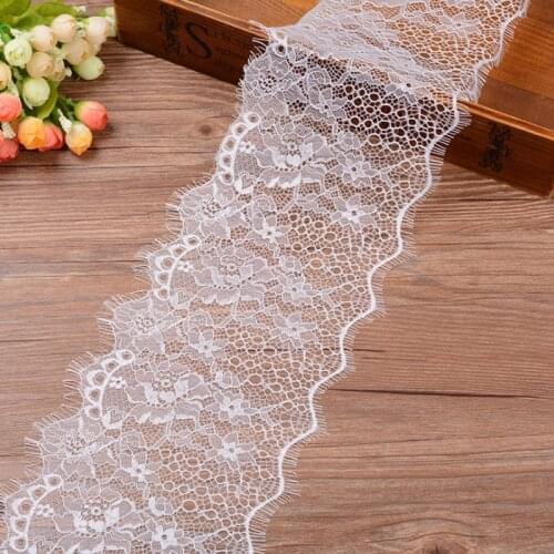 3M/Lot Eyelash Lace Fabric 17cm Width DIY Decorative High Quality Soft Hollow Nylon Eyelash Lace Trim Wedding Dress Fabric