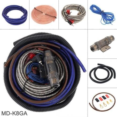 4/6/8 Gauge Amplifier Installation Wiring Kit Car Woofer Speaker Cables Car Power Amplifier Audio Line Power Line with Fuse Suit