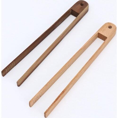 Long Handle Bamboo Toaster Kitchen Tongs Easy Grip Toaster Serving Tongs For Cooking Toast Bread Barbecue Grilling Baking Frying