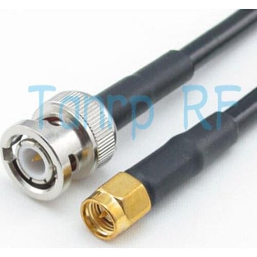 Free shipping! 3FEET RG58 extension cable 100CM BNC male plug to SMA male plug 1M RF connector Pigtail coaxial jumper cable