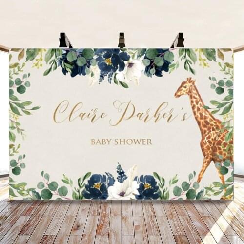 Cartoon Giraffe Rainforest Flower Wall Background Girl Birthday Party Picture Photography Studio Backdrop Table Room Decoration