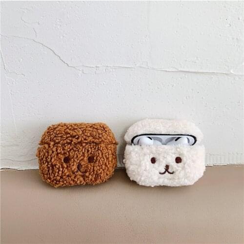 Winter Plush Teddy Micro Expression Case for Airpods2 Wireless Charging Bluetooth Earphone Cover for Airpod Pro Protective Shell