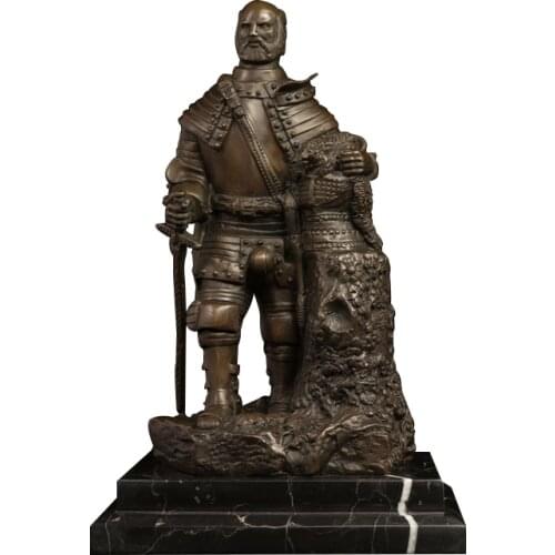 DS-516 European Bronze Antique Artwork Bronze ancient Soldier With Sword Statue Sculpture Warrior Man Figurines For Collectible