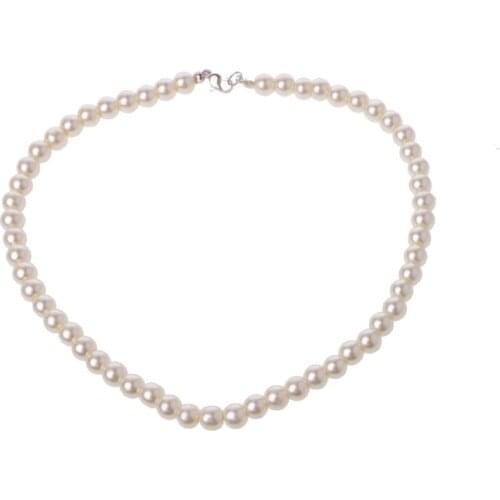 Elegant Ivory White Glass Imitation Freshwater Pearl Necklaces For Women Jewerly