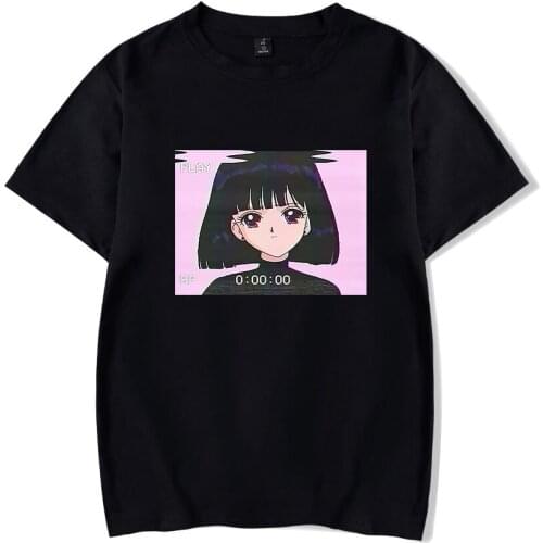 Fashion Men/Women Casual Round Neck Loose Cute Hip Hop T-shirt Trendy Popular Vaporwave White T shirt Print Vaporwave T-shirts