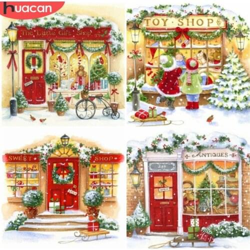 HUACAN 5D Diamond Painting Christmas DIY Diamond Embroidery House Mosaic Of Rhinestone Cross Stitch Girl Decoration Of Home