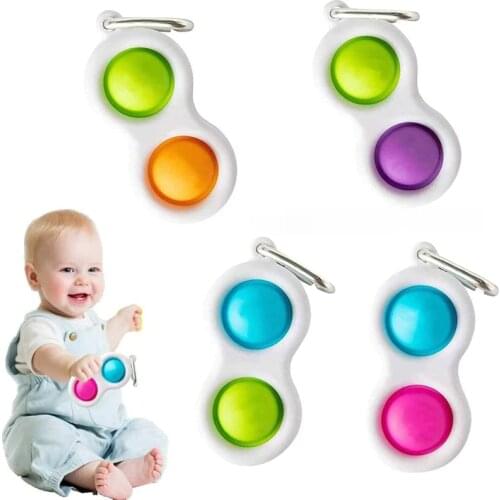 Fidge toys simple dimple squeeze anti stress toy stress relief toy adhd autism toy with keychain for women men boy girl