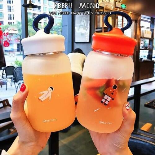 INS Frosted Water Cup Wandering Earth Net Celebrity Student Portable with Tea Spacer Mobile Phone Holder Cute Handy Bottle