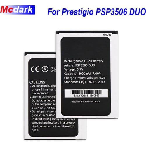 Mcdark 2000mAh Battery For Prestigio Wize M3 PSP3506 DUO PSP 3506 Batterie Bateria Accumulator AKKU ACCU PIL Mobile Phone
