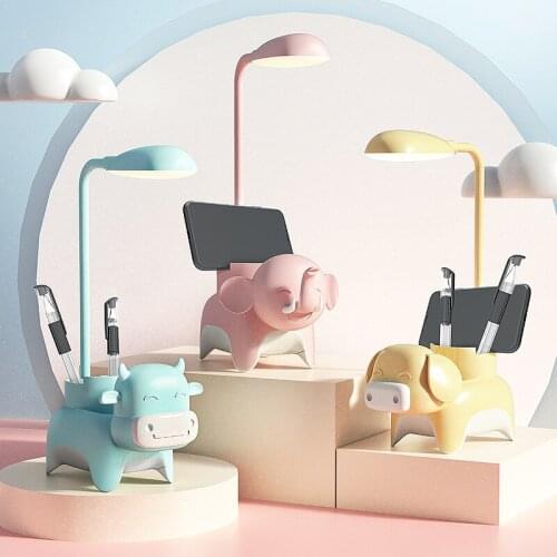 Cartoon Animal Desk Lamp Student Reading Small USB Charging Creative Learning Eye Protection LED Pen Holder Desk Lamp