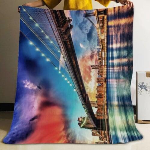 Musife Custom New York Brooklyn Bridge Flannel Blanket Design Your own Blanket Flannel Blankets for Sofa DIY Dropshipping
