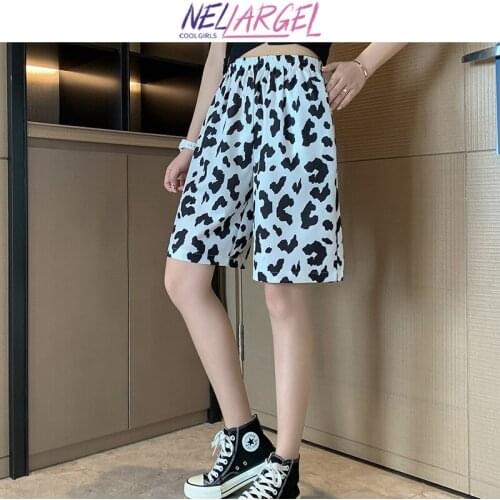 NELLARGEL Women Leopard Sexy Kawaii Causal Shorts 2021 Summer Female Harajuku Japanese Streetwear Short Girl Vintage Baggy Short