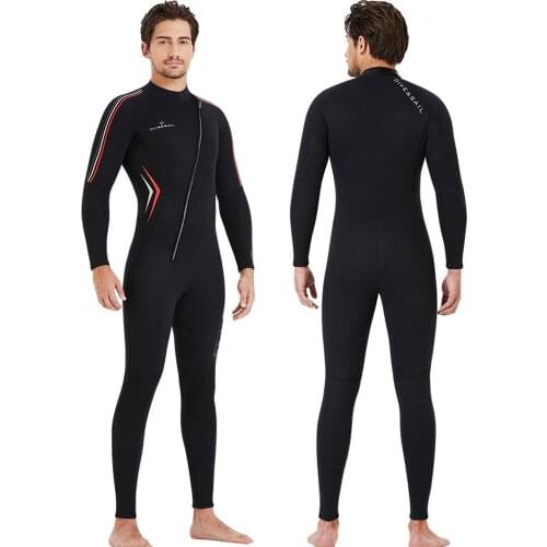 3mm Neoprene Mens Full Length Wetsuit Adult One-piece Thicken Cold-proof Front Zipper Diving Suit Surf Swim Scuba Suit M-3XL