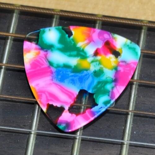 Lots of 50pcs Tie-dye Pink 0.71mm Medium Big Rounded Triangle Celluloid Guitar Picks