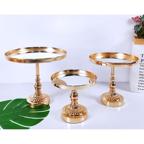 Gold plating Crystal Cake Stand set Dessert Tray Mirror Surface Wedding cupcake stand Decorative Candlestick