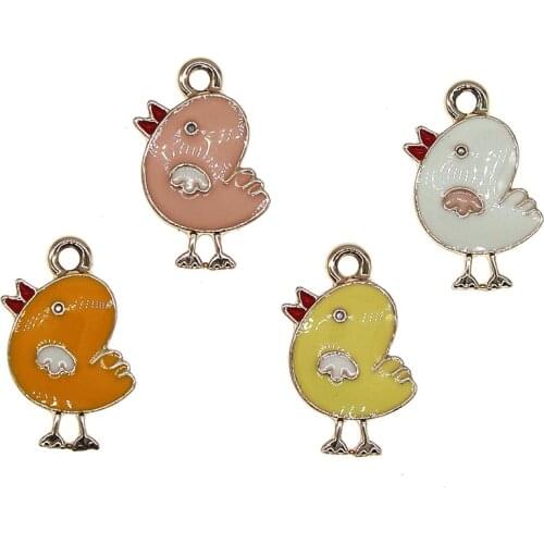 Cute Light Color Series Animal Chickens Enamel Bird Charm 11*20mm Pendant For DIY Jewelry Earring Bracelets Necklace Finding New
