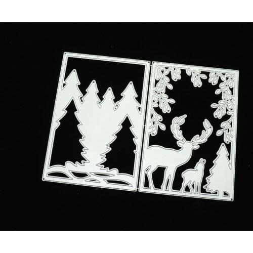 Christmas deer overlap background Metal Cutting Dies DIY Scrapbooking Paper Photo Album Crafts Mould Cards Blade Punch Stencils