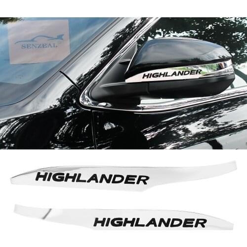 Senzeal 2PCS ABS Chrome Rearview Side Mirror Cover Trim Strip Emblems Fit for Toyota Highlander 2014 2015 2016 2017 2018 2019