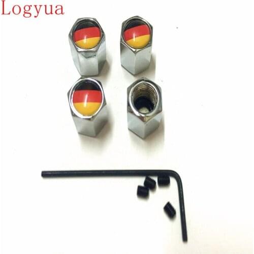 Sliver Anti-theft Style Germany Flag Logo Car Tire Valve Cap Stem Air Caps For Cars 8pcs = 2 set