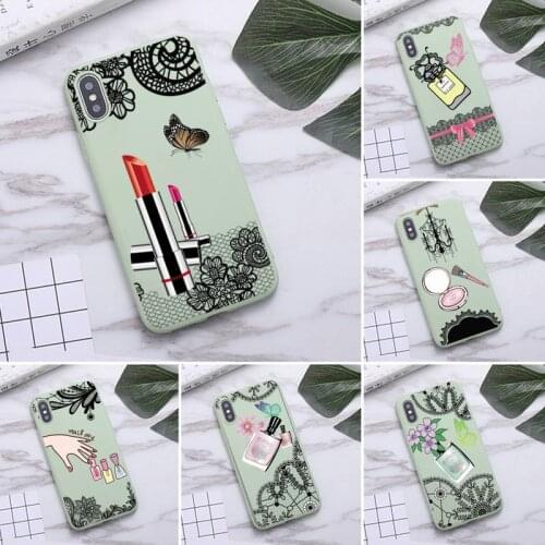 HOTCASHOP Girls cosmetics Phone Case for iPhone 12 mini 11 Pro Max X XR XS 8 7 6s Plus Candy green Silicone Cases