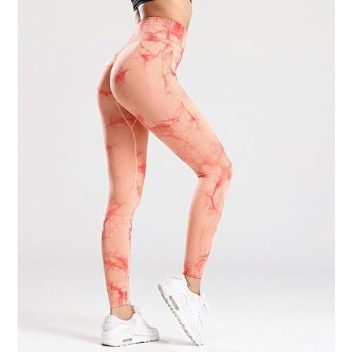 Tie Dye Seamless High Waist Leggings Womens Sports Fitness Yoga Pants Peach Hips Were Thin Stretch Running Training Leggings