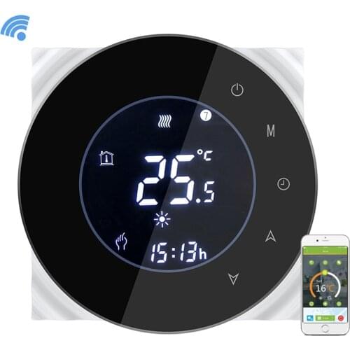 WiFi Thermostat Voice Control Negative LCD Touchscreen Programing Thermostat Water Heating Temperature Controller NTC Sensor 3A