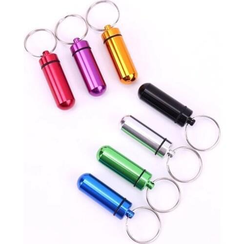 1 PCS Pillbox Waterproof Aluminum Pill Box Medicine Case Container Bottle Holder Keychain Outdoor Pill Case Pillbox Portable