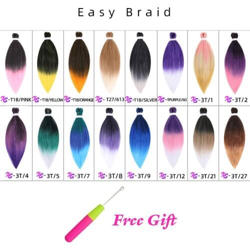 XCCOCO Easy Braid 23 Inches Yaki Straight Synthetic Hair Extension Pre Stretched Crochet Jumbo Braids Dreadlocks Hair Braiding