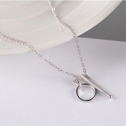 Simple Circle Korea Wild Fresh 925 Sterling Silver Clavicle Chain Temperament Personality Trendy Female Necklace SNE265