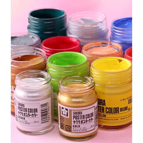 1pc Sakura Pigment Gouache Poster Colors 30ml/45ml Degumming Paint Designers Colour Artist Painting Supplies 15 Color Optional