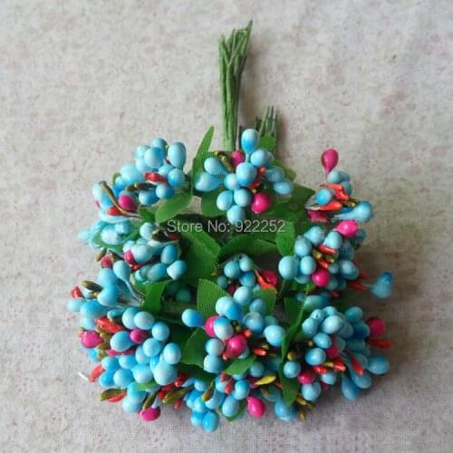100Branches/lot,artificial Pearl fruits With green leaves for wedding decor accessories&candy box diy craft flower decoration