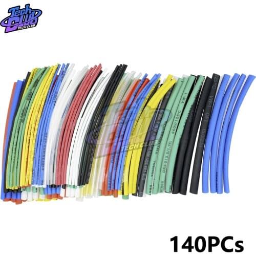 140PCs Car Electrical Cable Heat Shrink Tube Tubing For Wrap Sleeve Assorted 5 Sizes 7 Colors Polyolefin