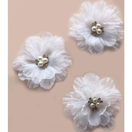 3pcs Embossed White Flower Hairpins Clips Pearls Rhinestone Headpieces for Women Girls Party Hair Decor Jewelry Accessories