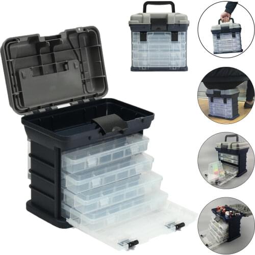 4- Layer Fishing Tackle Box Lures Storage Tray Bait Case Tool Organizer Bulk Drawer Fishing Box Tackle Box Fishing Lure Box