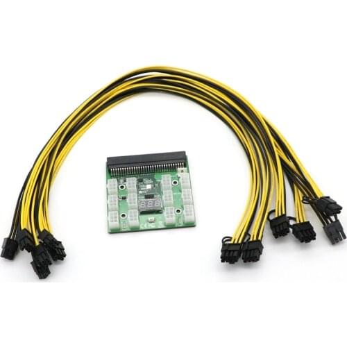 GPU Power Supply Mining Kit - Breakout Board with 12pcs 60cm PCI-E 6Pin Power Supply Cable