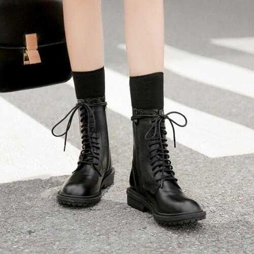 GBHHYNLH Mid Calf winter boots for Women Ankle Boots Thick high Heel Platform Boots Winter Autumn ladies cowboy boots LJA842