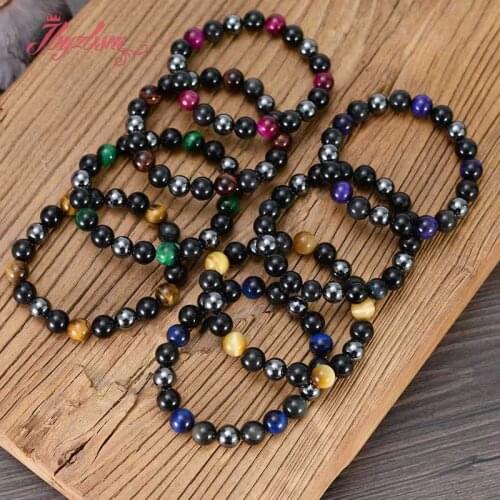 Natural Black Obsidian Hematite Tiger Eye Stone Beads Bracelets For Men Women Health Protection Jewelry Pulsera Hombre 10mm