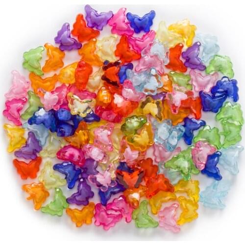 Random Mixed Acrylic Butterfly Shaped Smooth Findings Jewelry Making Spacer Beads Women Children DIY Bracelet Necklace 16x12mm