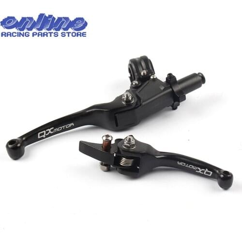 Black Aluminum QX Clutch and Brake Folding Lever Fit Most Of Motorcycle Dirt Pit Bike Motorcross CRF KLX YZF RMZ Free Shipping