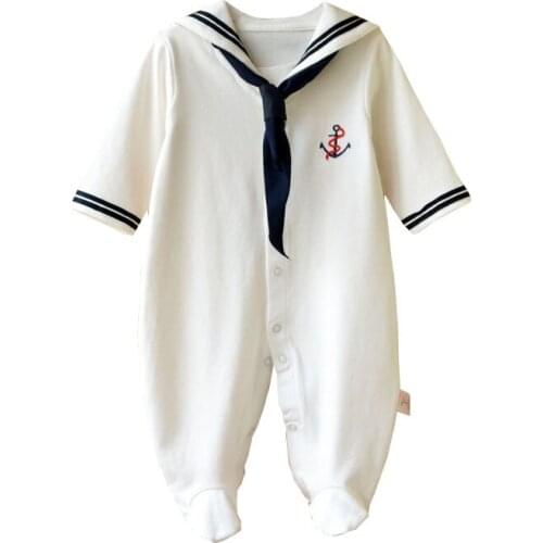 Spirng Autumn baby romper long sleeve baby boy newborn clothing cartoon toddler clothes navy style lovely baby pijama