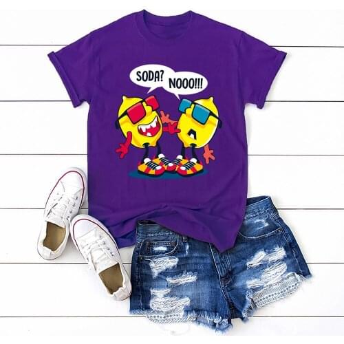 Two Lemons Cartoons Creativity Women Short Sleeve Tshirts Skin Friendly Vintage Women T Shirt Oversize Casual Female Shirts