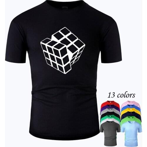 Rubiks Cube Line Art O Neck Cotton T Shirt Men and woman Unisex Summer Short Sleeve Designed Casual Tee m02064