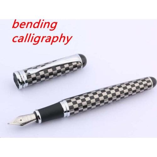 JINHAO X750 Black white square Silver Trim chess board Calligraphy Nib Fountain Pen