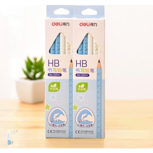 DELI Pencil with Eraser 12pcs Pupil Writing Pencils 2B HB Student Writing Painting Wooden Lead Pencil School Stationery Supplies