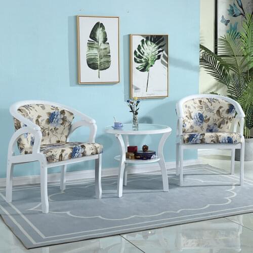 Coffee table European-style circle chair living room round table solid wood coffee table simple balcony chair small round table