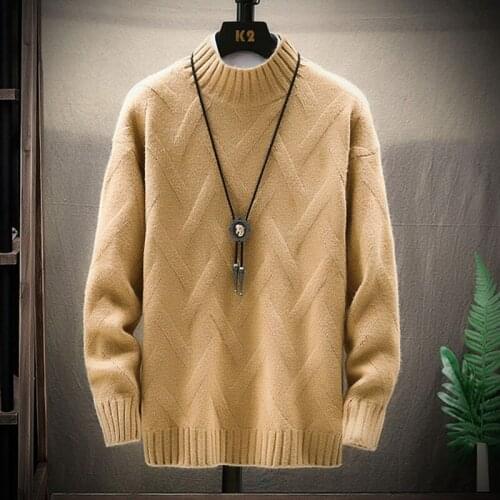 LDKVGSU Geomatric Mens Sweater Korea Style Elegant Thick Warm Turtlenecks Fall Winter New Soft Men Jumper Top Mens Sweater O28