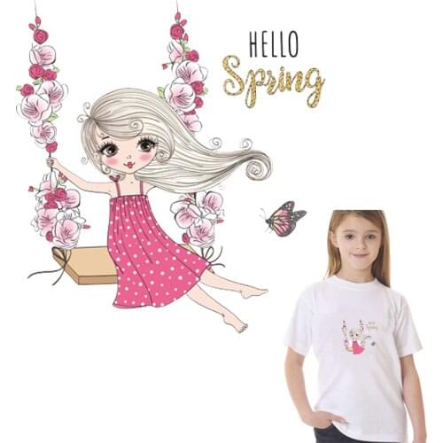 Prajna Cute Little Princess Iron On Patches Ballet Girl Transfers Vinyl For Clothing Heat Thermal Stickers On Clothes Appliques