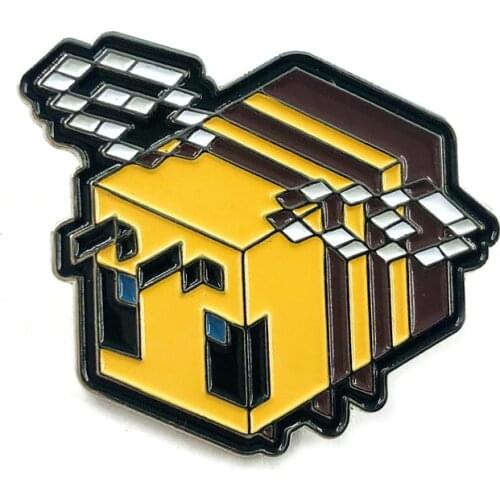 Cute Cartoon Pixel Bee Enamel Metal Alloy Clothes Bag Hat Lapel Badge Brooch Pin Accessories