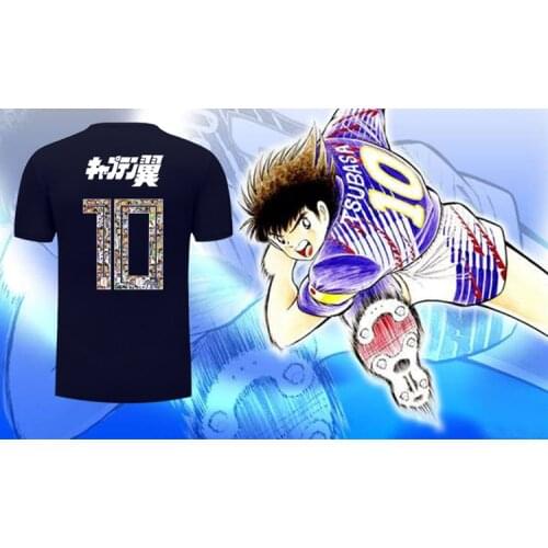Captain Tsubasa No.10 Tsubasa Ozora Japanese Printing Cartoon Tee Shirt Short Sleeve Mens T-shirt