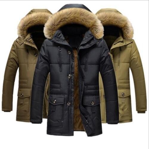 Men Fur collar Hooded Parkas Mans Long Outerwear Mens Winter Jackets Plus Velvet Coats Men Thickening Warm Winter Jacket L-7XL